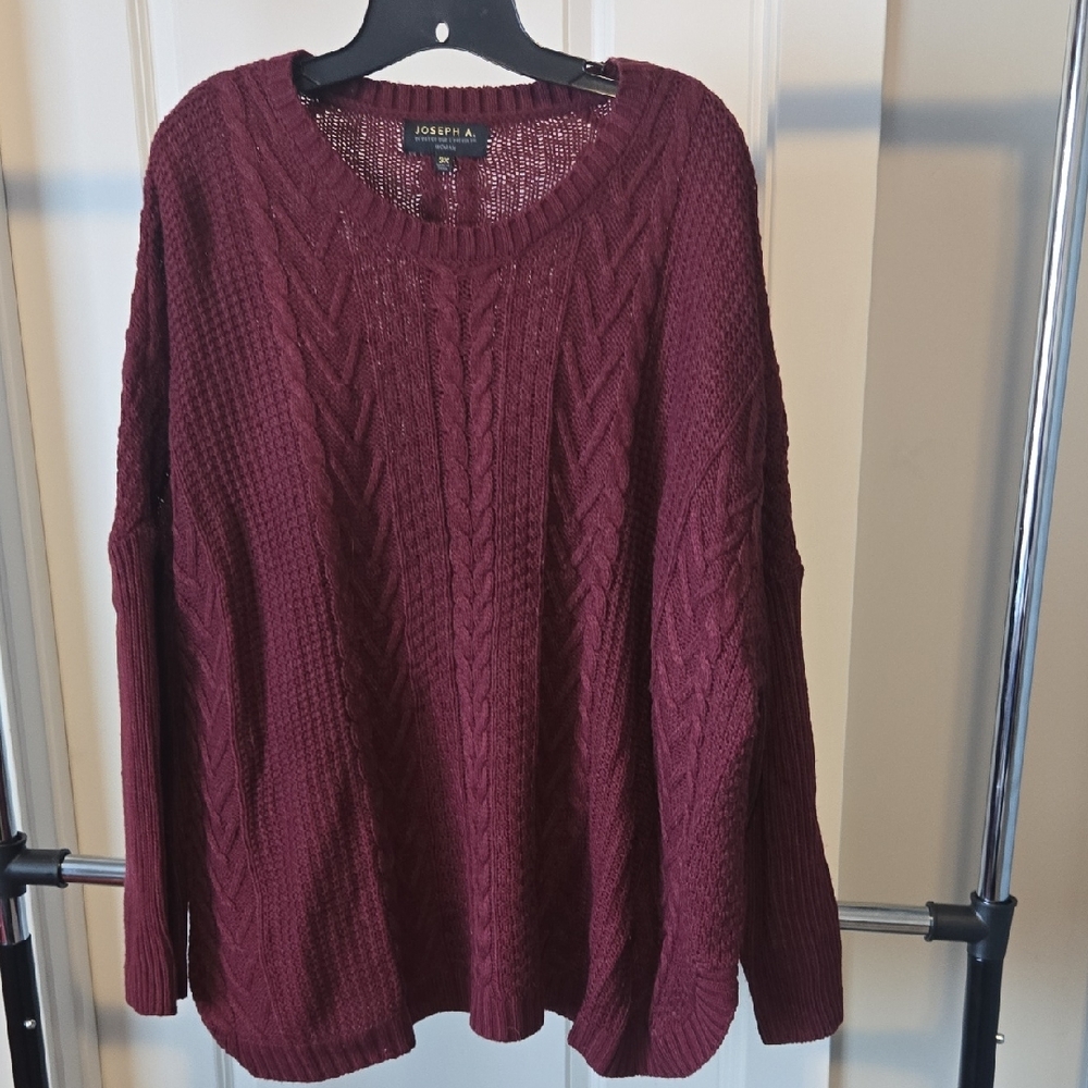 Joseph A Women's Deep Burgundy Cable Knit Sweater